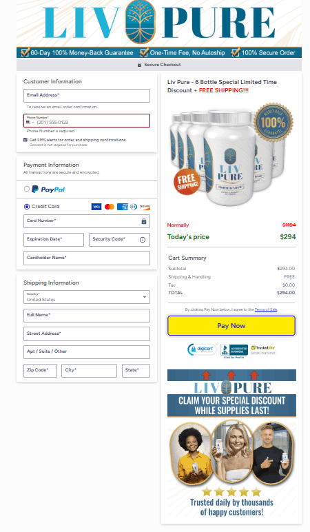 LivPure Official Website Secure Order Page